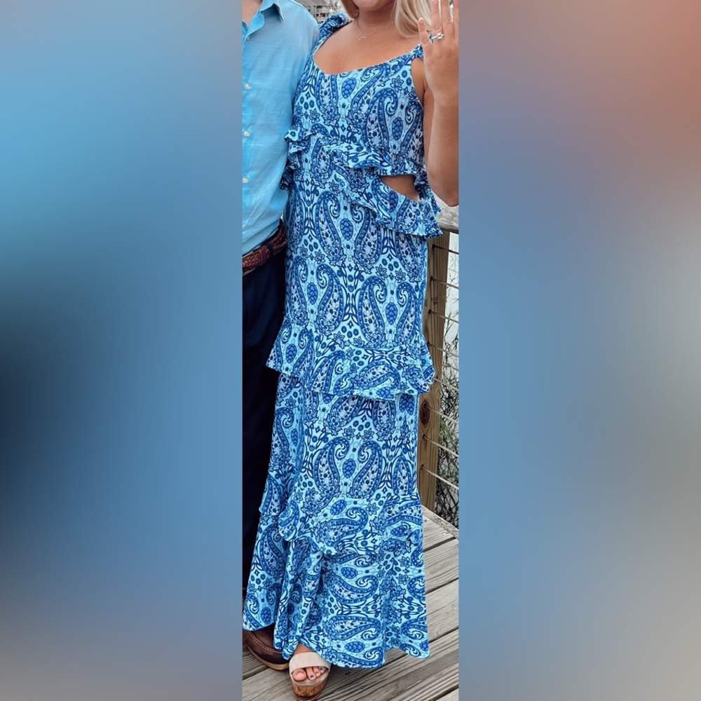 Blue Paisley Print Dress
